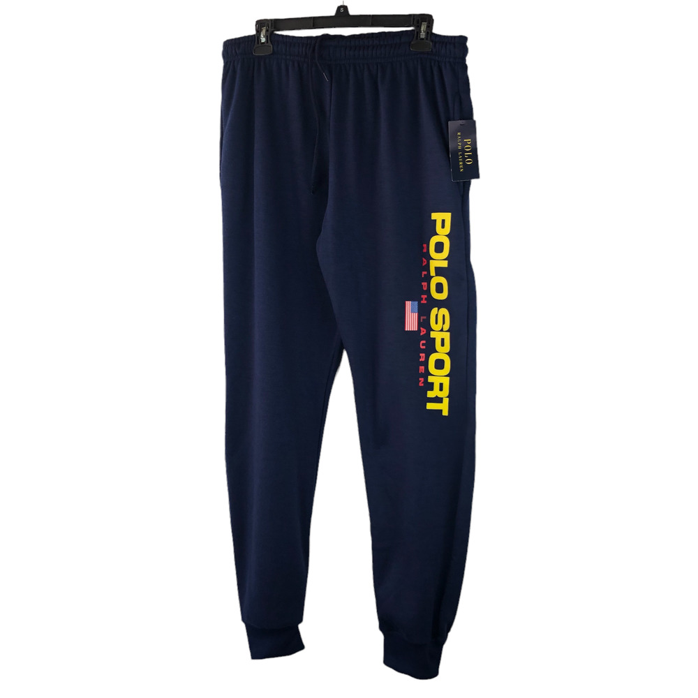 NWT Polo Ralph Lauren Polo Sport Big Logo Flag Fleece Jogger Pants Size Medium - Picture 7 of 7